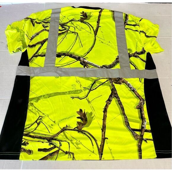 SS360° Backwoods Camo/Florescent Green Reflective Safe Shirt/Short Sleeve/SZ XXL - Picture 5 of 6